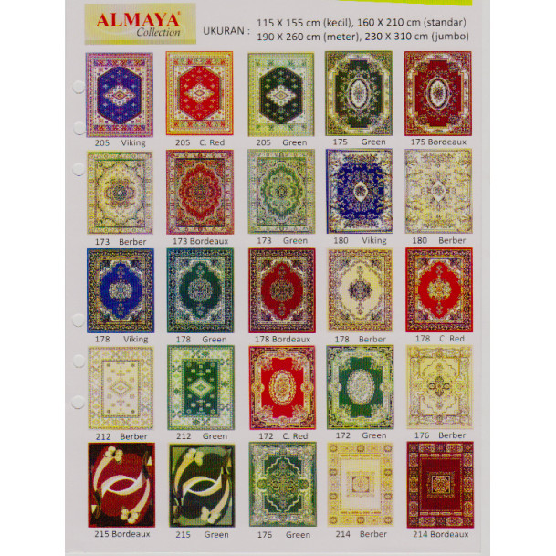 #Dijamin Aman Karpet/Permadani Merk Samira-Moderno-Almaya Size Standar