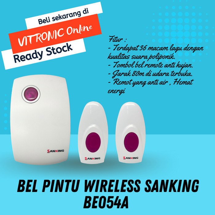 Bel Pintu Wireless Sanking BE054A Door Bell 2 remote Pakai Baterai