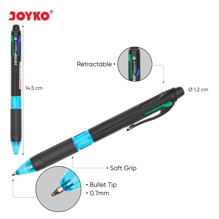 

Joyko Ball Pen 4 Colours Bolpen Pulpen 4 Warna Joyko Bp-288 [12Pcs]