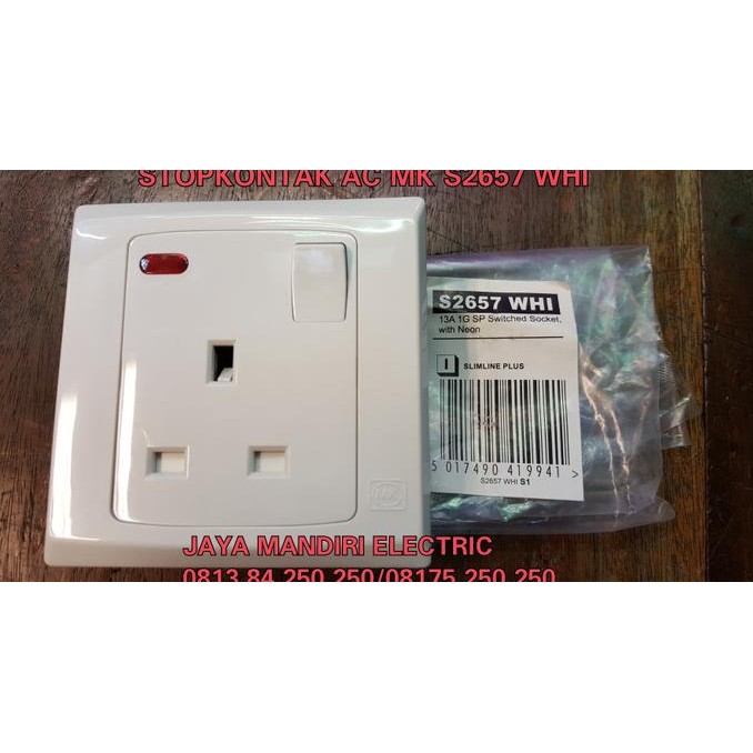 BEST QUALITY STOPKONTAK AC MK S2657 WHI / STOP KONTAK S 2657 / SOCKET OUTLET 1 GANG