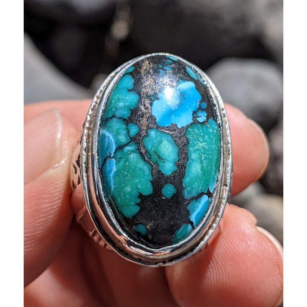 Batu Pirus Hubei Big size Tri Warna Ring Perak