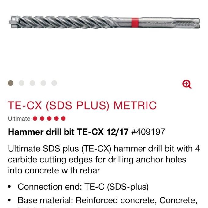 Hilti hammer drill TE-CX (SDS PLUS) metric 12/17 #409197