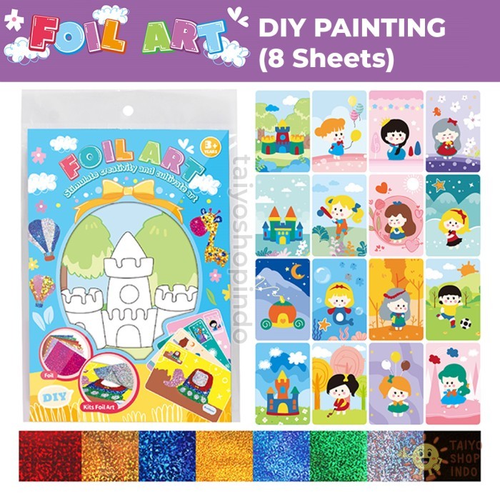 

Taiyo Diy Foil Art Painting Dino Princess Animal Karakter Stiker Sticker Tempel Glitter Melukis Art