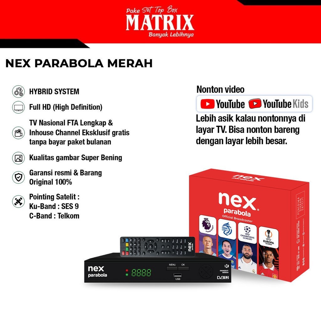 Receiver NEX Parabola Merah / NEX Parabola Kuning Bisa Parabola Ku Band dan Parabola C Band