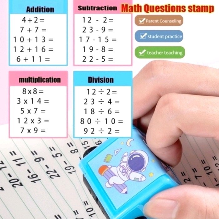 

TERLARIS! 2 Set FUN ROLL STEMPEL MATEMATIKA, model bening