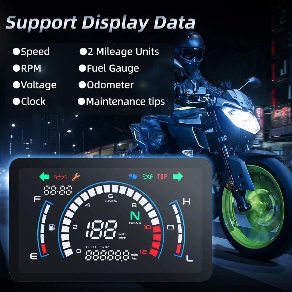 For Honda Dream Ex5 Motorcycle Meter Universal 12000Rpm Tachometer Odometer Motor Digital Speedomete