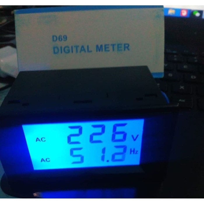 Digital AC Voltmeter 220V Frequency Volt HZ meter display warna biru