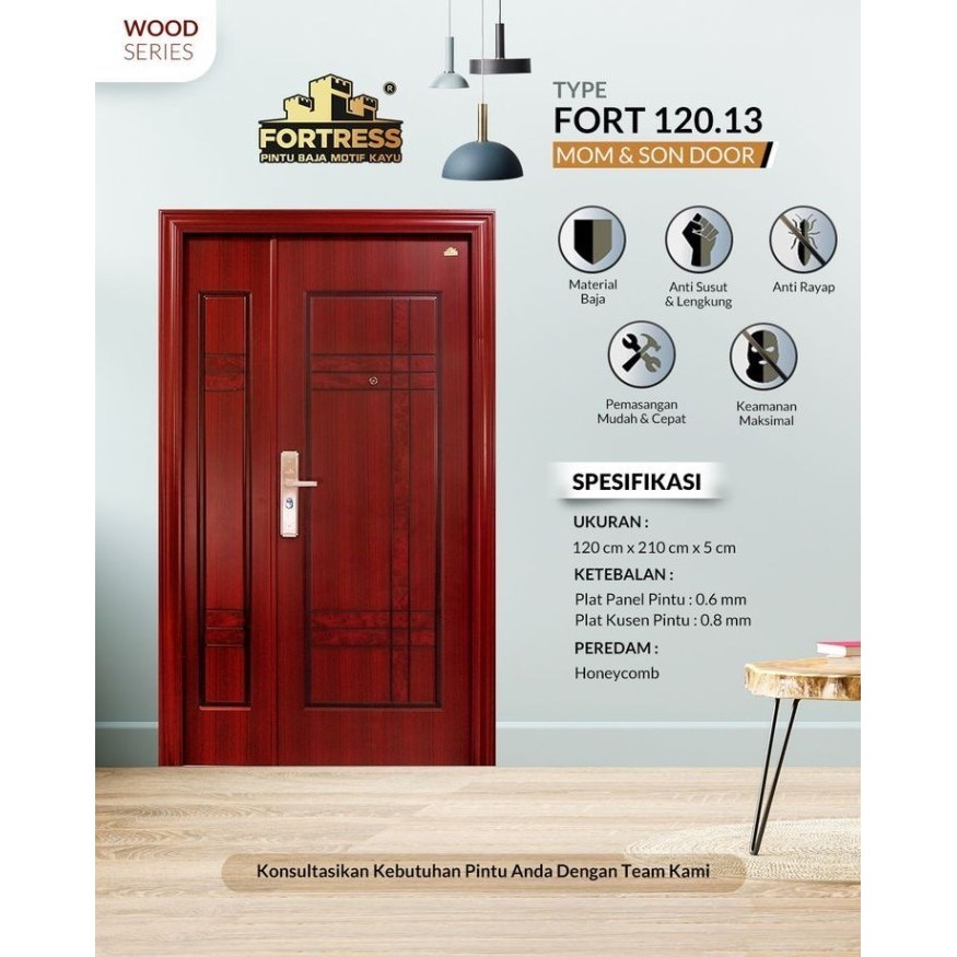 Pintu Baja FORTRESS Series Tipe 120.13 - Urat Kayu