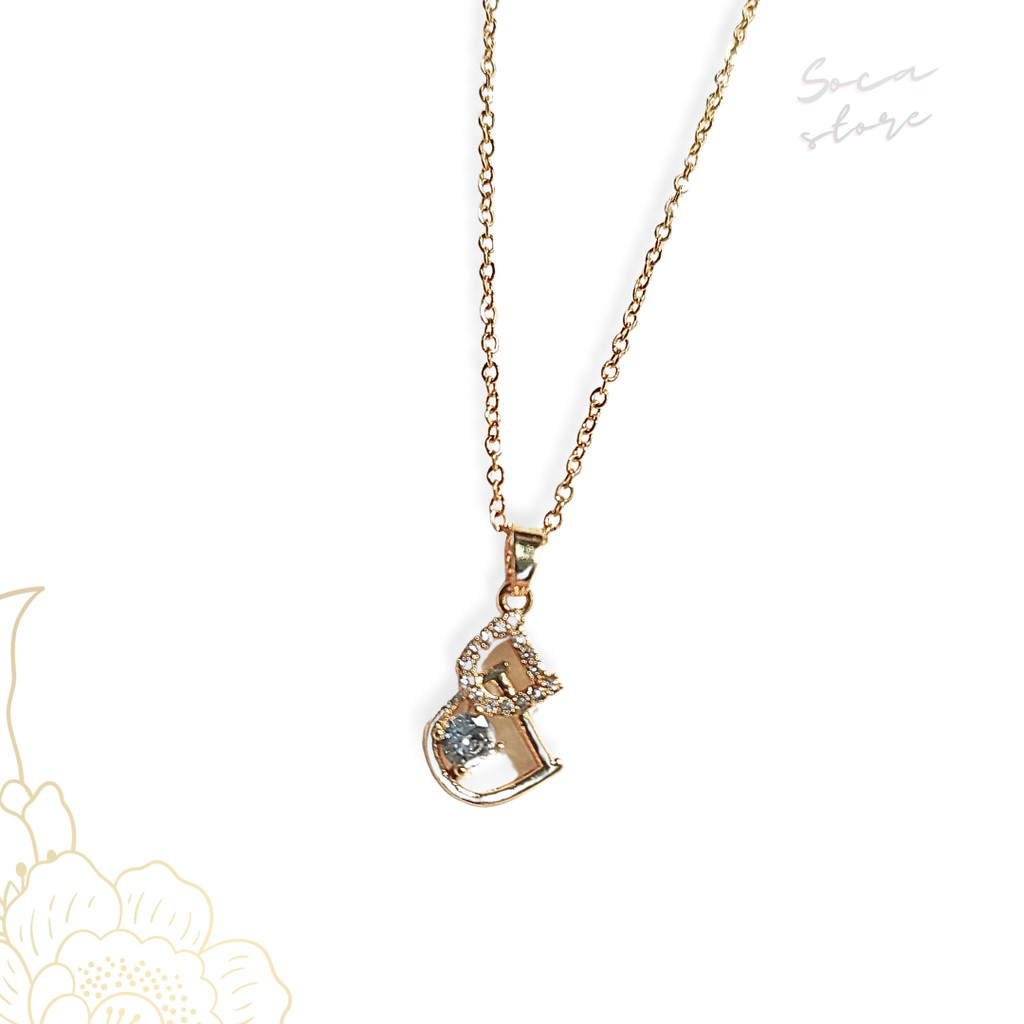 Soca store - Kalung Wanita Titanium / Kalung Huruf D / Perhiasan Liontin