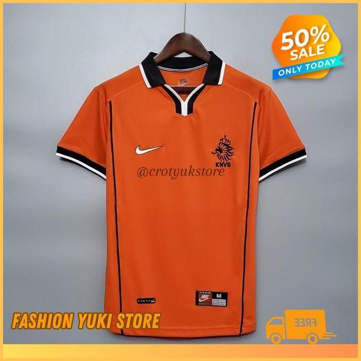 JERSEY BOLA RETRO KLASIK NETHERLANDS HOLLAND BELANDA HOME PIALA DUNIA 1998 BAJU WORLD  CUP FUTSAL   