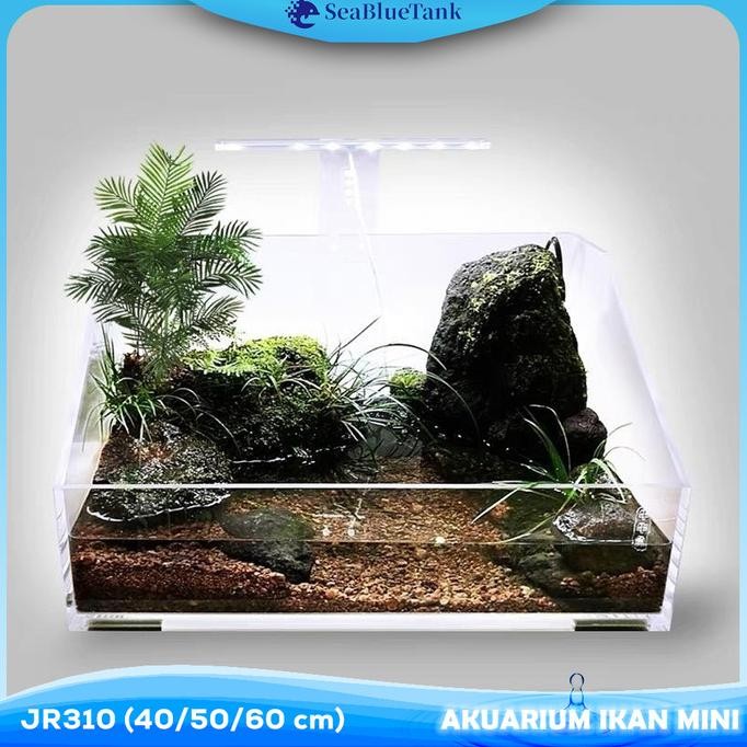 SBT Akuarium Ikan Mini JR310 (40/50/60 cm) Tangki Ikan Mini dengan bahan kaca super bening TD