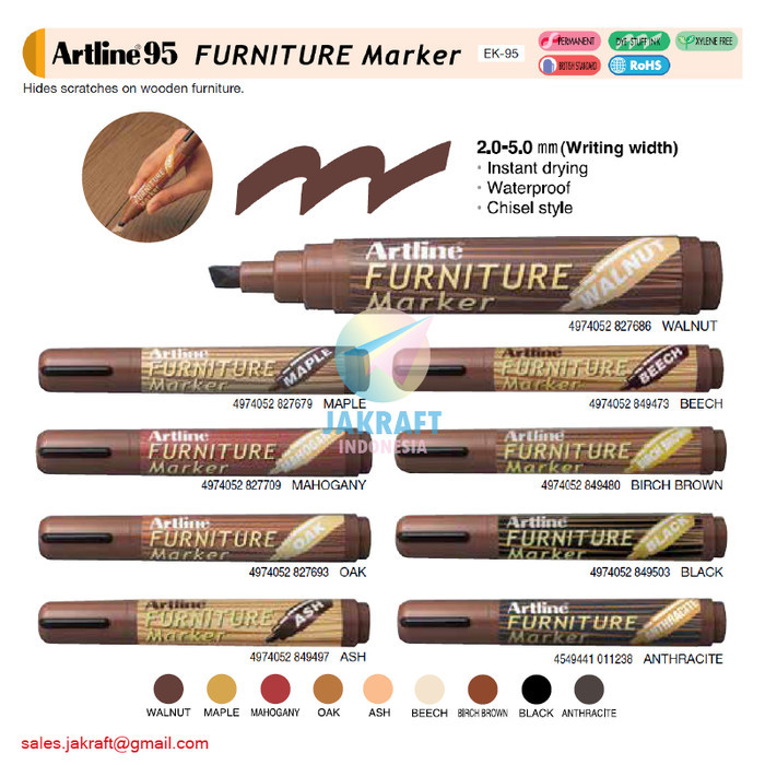 

Spidol Permanent Motif Kayu Artline Furniture Marker Ek-95 Anti Air