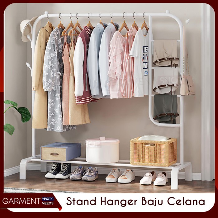 Rak Baju Gantung Besi Stand Hanger Jilbab Tas Sepatu Multifungsi Kokoh