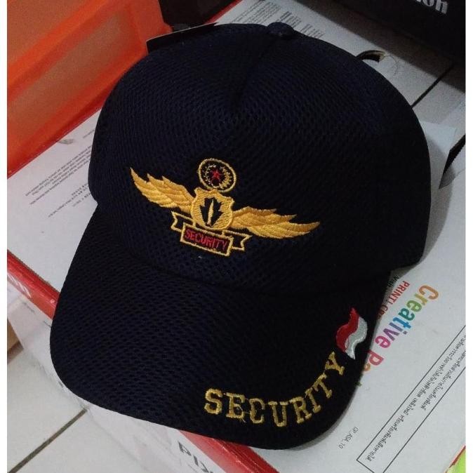 

diskon! topi jaring security wings kuning / topi jala logo security