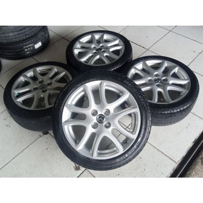 Velg Mobil Variasi Velg Mobil Second Mazda 2 Ring 16 H4X100 + Ban Dunlop 195 50 R16 Buat Vios Calya 