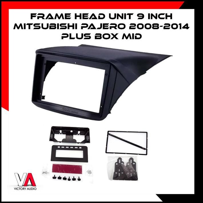 DISKON PAKET FRAME HEAD UNIT + BOX MID 6 TITIK HEAD UNIT 9 INCH PAJERO 2008+ 