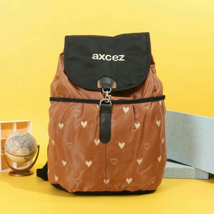 BERKUALITAS Tas Ransel Sekolah Backpack Wanita Coklat - Axcez1642