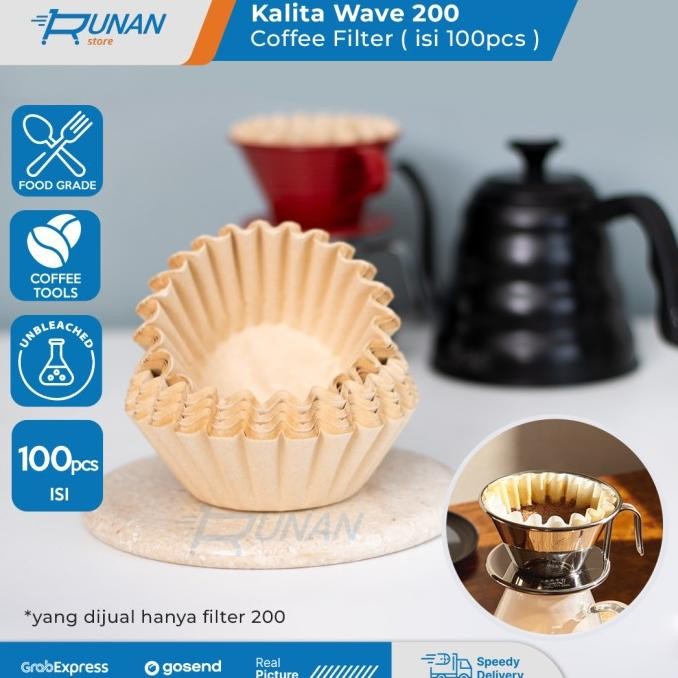 

sale! kalita wave coffee filter isi 100 - paper filter kalita wave 200 - kertas kopi unbleached 4-6 cup