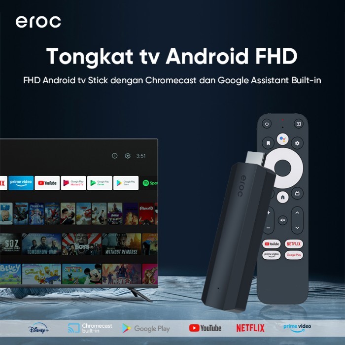 EROC TV STICK ANDROID 11 - FULL HD - GOOGLE ASSISTANT - MODEL F1