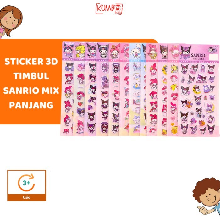 

Mainan Edukasi Anak Sticker 3D Timbul Karakter Sanrio Mix Panjang Kuromi Melody Cinnamoroll