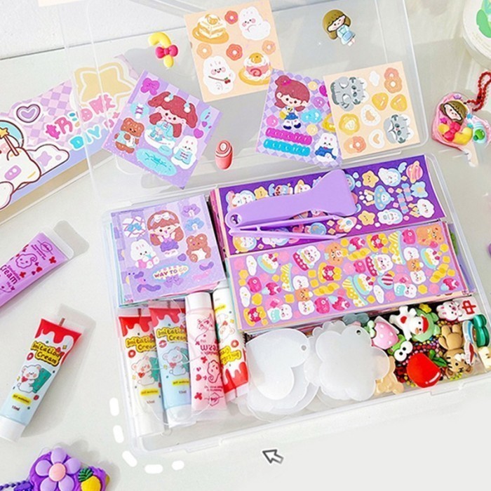 

TERLARIS! 2500 Kotak Indah Kartun Cream Gum Stiker Bahan Kartu Guka Siswa Deco