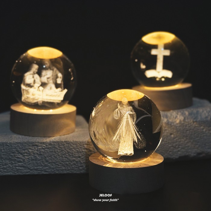 JELOOF Lampu Tidur Salib Yesus Rohani Glow Lamp