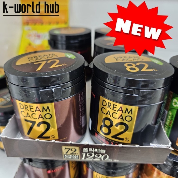 

Lotte Dream Cacao 56 / 72 / 82 / Crunky - Dark Chocolate - Coklat Cube