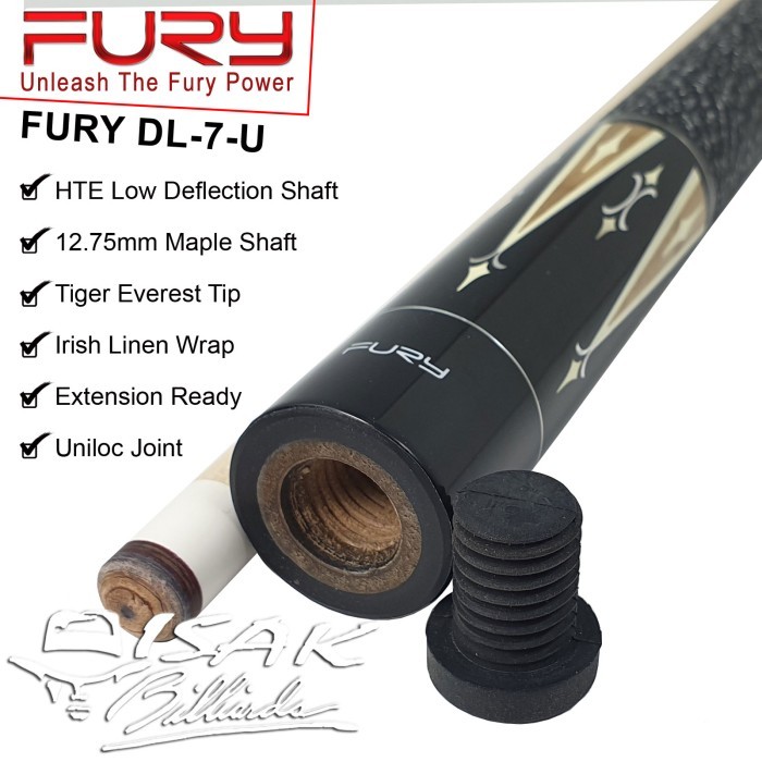 Murah Fury DL-7 Maple Pool Cue - 13 mm - Billiard Stick Stik Biliar Bilyar Non COD
