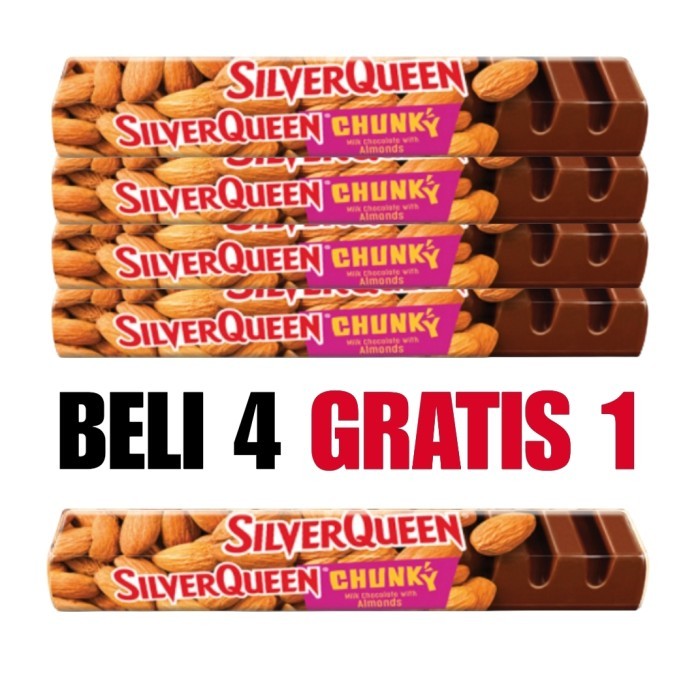 

SilverQueen Beli 4 Gratis 1 Chunky Bar Chocolate Almond 95 g