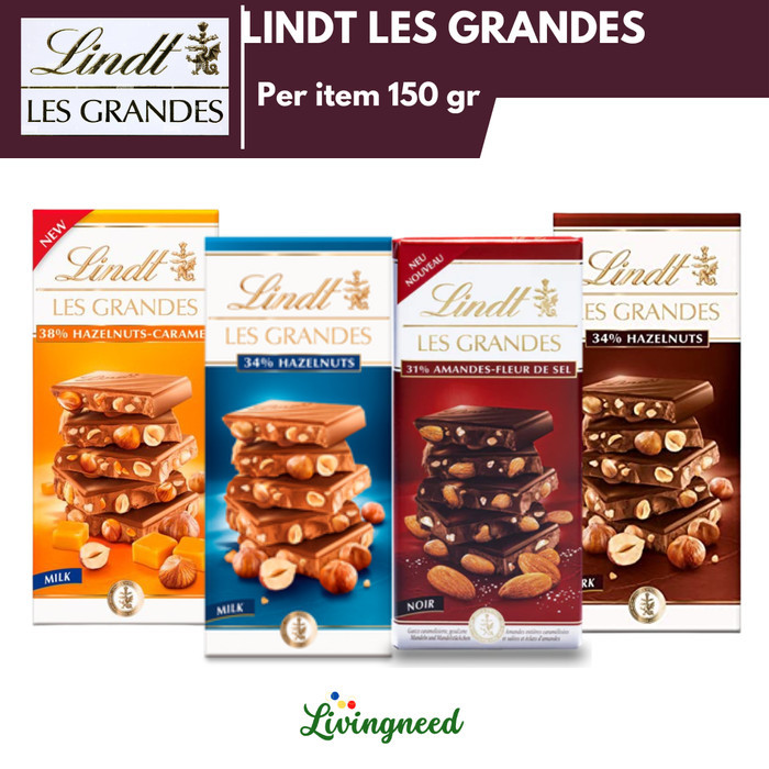 

Lindt Chocolate Les Grandes Hazelnut Bar Coklat Import 150gr