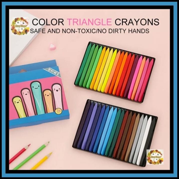 

Ht - Triangular Crayon Non Toxic Isi 24Pcs - Crayon Waterproof