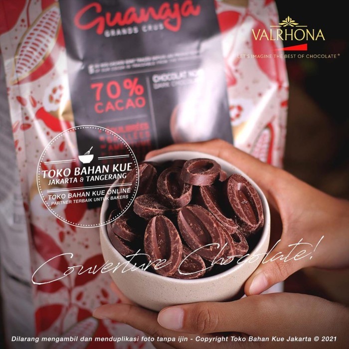 

Valrhona Guanaja 70% Dark Chocolate 250gr Couverture Coklat Coin Pahit