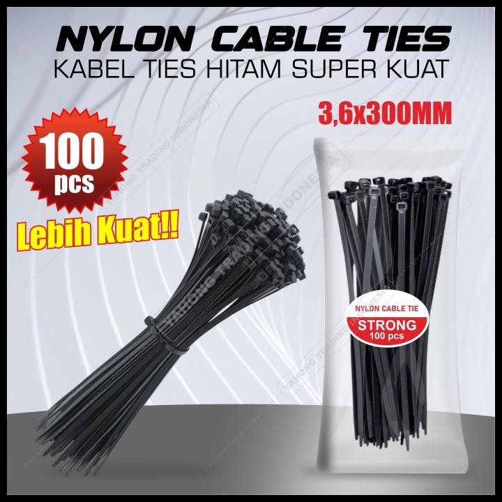 

Kabel Ties Cable Tie hitam 30 cm nylon 3.6*300mm pengikat