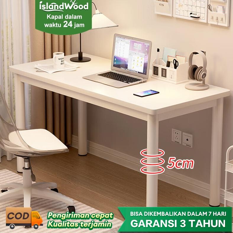 Meja Belajar Aesthetic Meja Kamar Tidur Putih 140CM Meja Kantor Besi Meja Kerja Meja Komputer