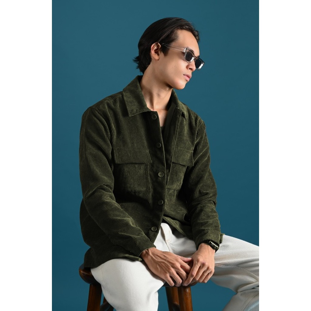 JAKET PREPP STUDIO CORDUROY OVERSHIRT JACKET ARMY