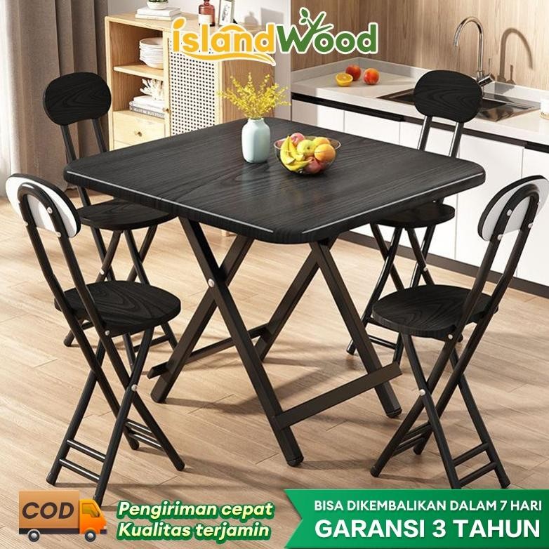 Meja Makan Lipat Meja Lipat Set 4 Kursi Meja Lipat Portable Meja Minimalis Meja Makan Portable