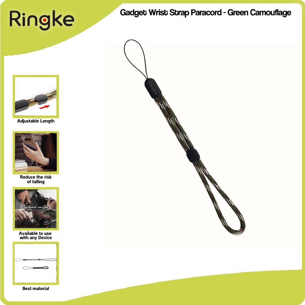 Ringke Gadget Wrist Strap Green Camo Gantungan HP USB Kamera