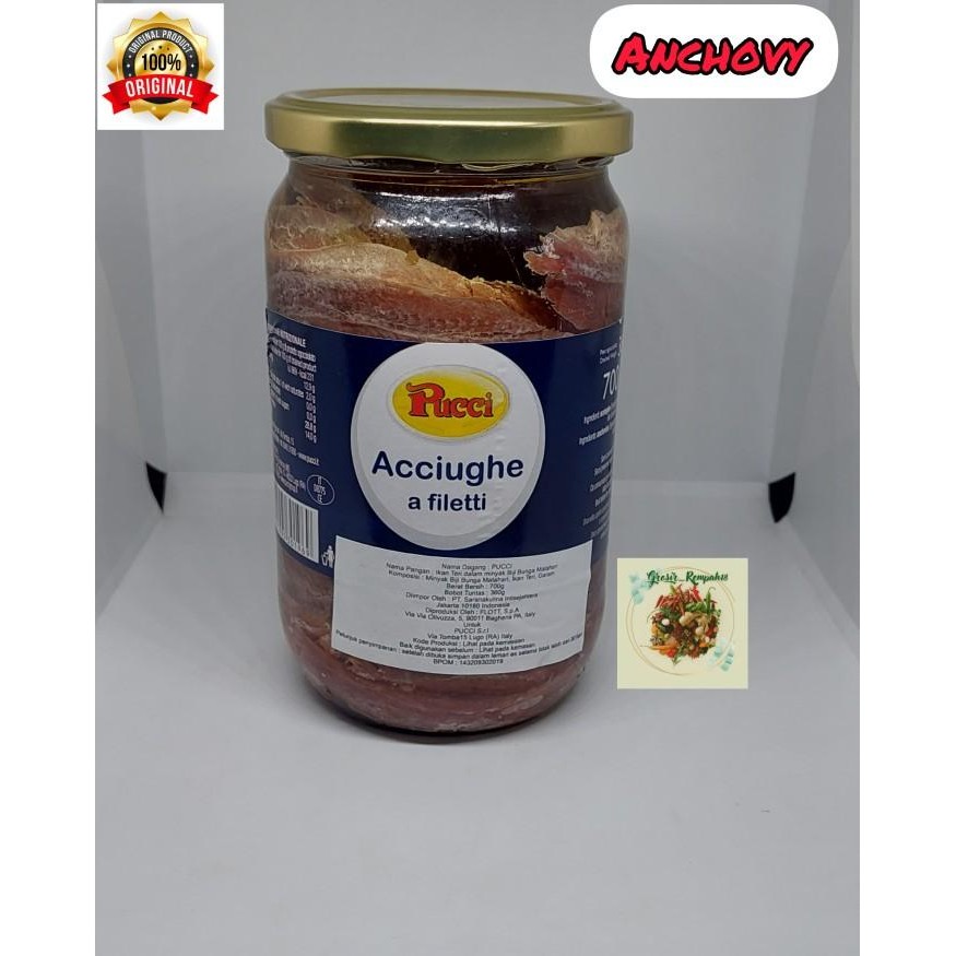 

Anchovy 700Gram From Italy / Anchovies Fillet Pucci Terlaris 100 % Original