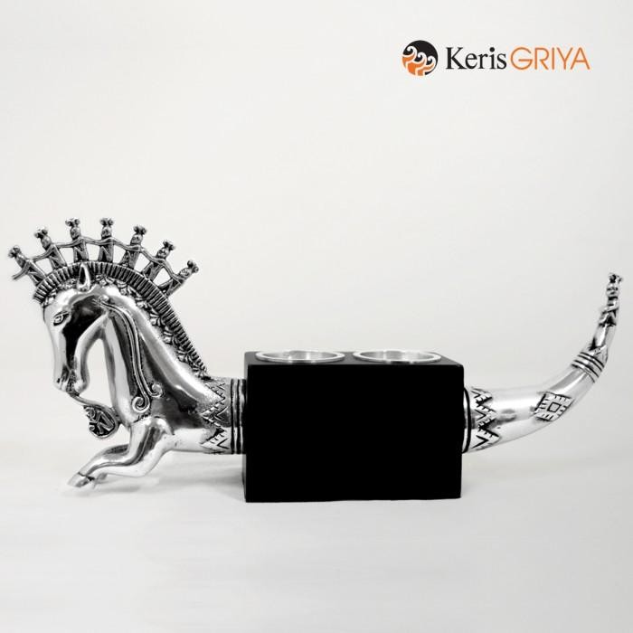 Batik Keris Tempat Lilin Kuda Troya Cor Alumunium Besi Kombinasi Mdf New 100 % Original