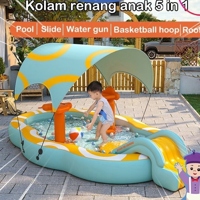 Kolam Renang Anak Perosotan Jumbo 5 in1 / Perosotan Karet untuk Kolam Renang Anak Jumbo / Kolam