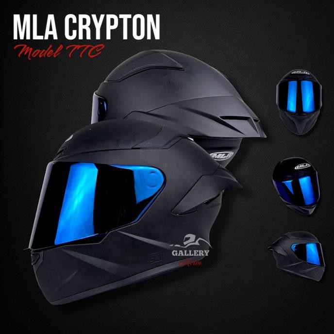 Termurah Mla Crypton Hitam Doff Original Visor Iridium / Helm Full Face Model Kyt Ttc