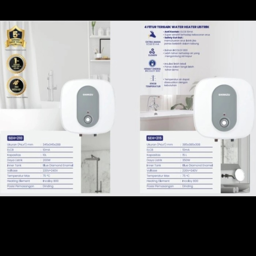 Water Heater Shimizu SEH-210 / Pemanas Air Listrik