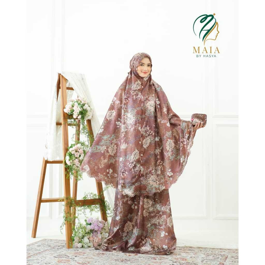 MAIA BY HASYA - Mukena Motif Terbaru Sarah 2 in 1 Mukena Travel Traveling Dewasa Mewah Cantik Jumbo