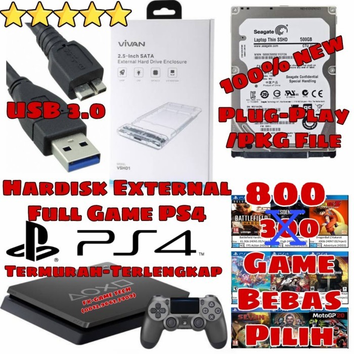 Hardisk HDD External Eksternal PS4 PlayStation 4 Full Game