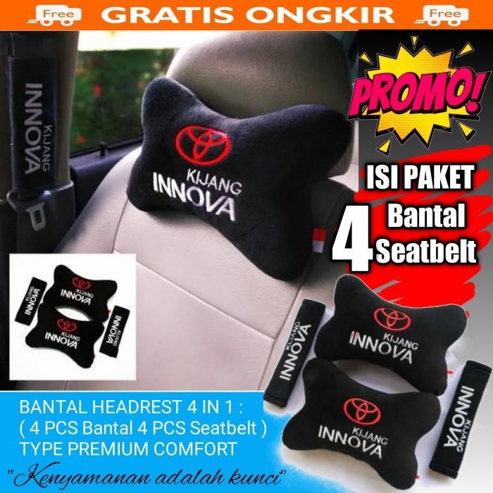 Bantal Mobil Innova Isi 4 Bantal Headrest Bantal Sandaran Mobil Innova