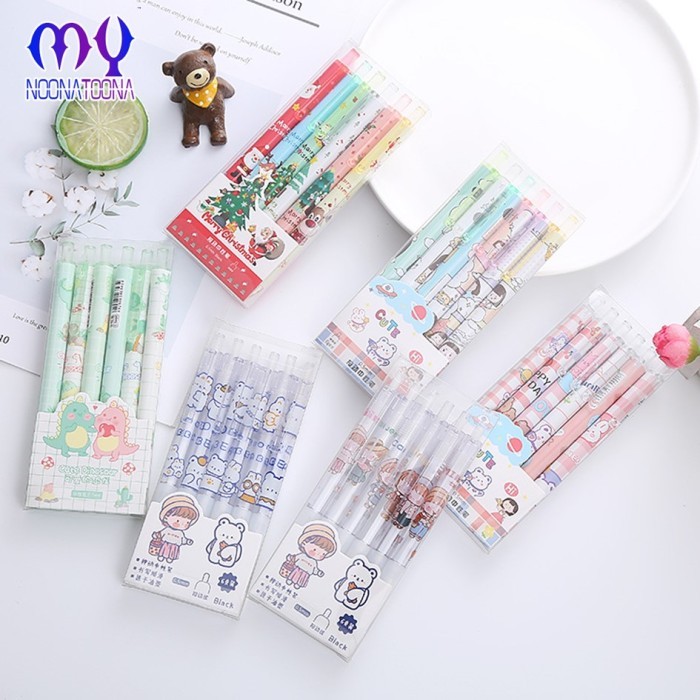 

Pulpen Gel 0.5Mm 6Pcs Pen Bolpoin Tinta Gel Cair Model Cetekan