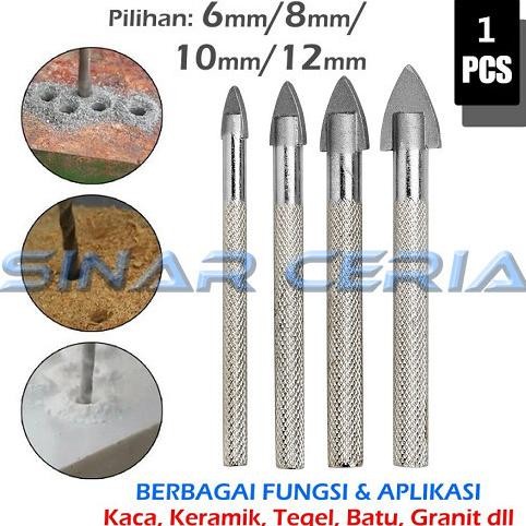 Kualitas terbaik] Mata Bor Tungsten Segitiga 6 / 8 / 10 / 12mm Keramik Kaca Tembok Beton Granit Pors