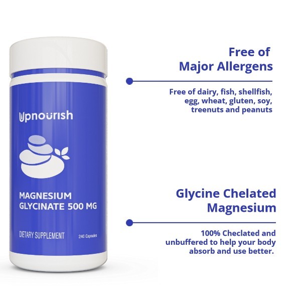 Upnourish Chelated Magnesium Glycinate 500mg 240 Capsules