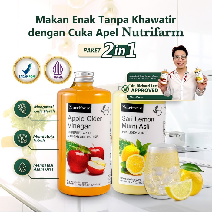 NUTRIFARM PAKET 2IN1 CUKA APEL SARI LEMON ORIGINAL