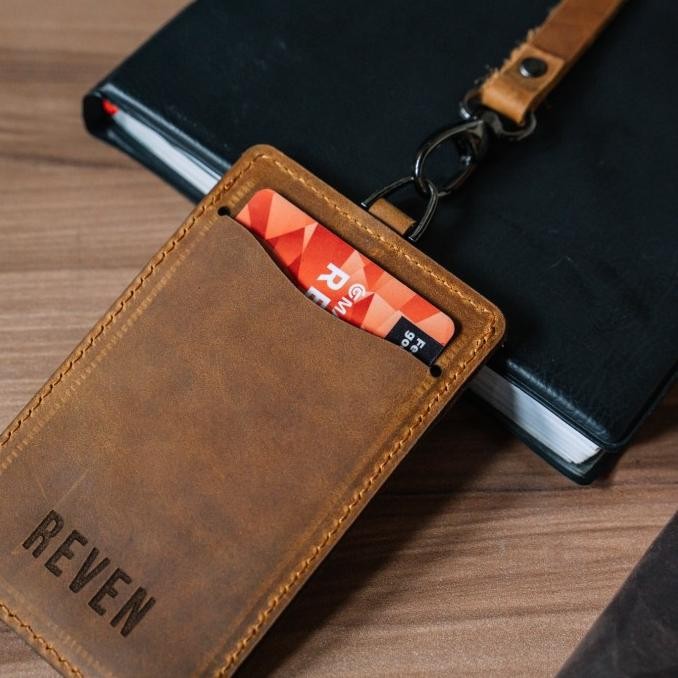 

Lanyard Kulit Magnet Id Card Holder Name Tag Kulit Asli